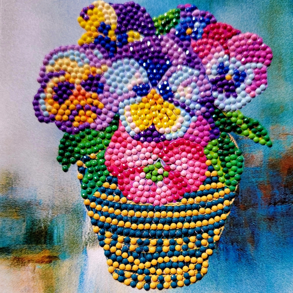Summer Flower Vase Colorful Blank Greeting Card